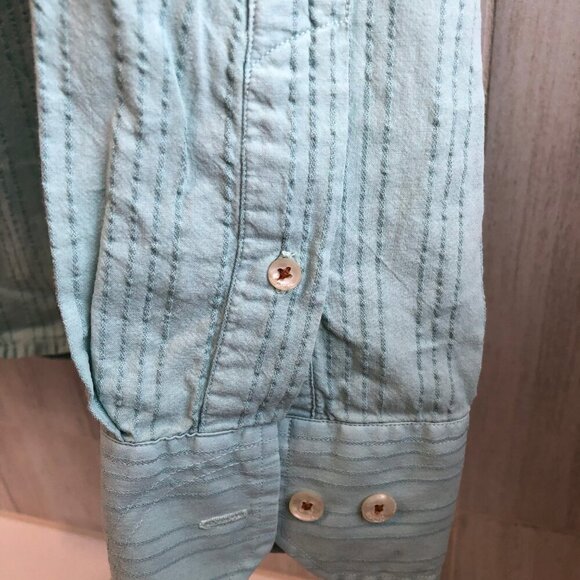 Born Hand Crafted Cotton Long Sleeve Seafoam Green Button Down Shirt Size Medium - Picture 5 of 10